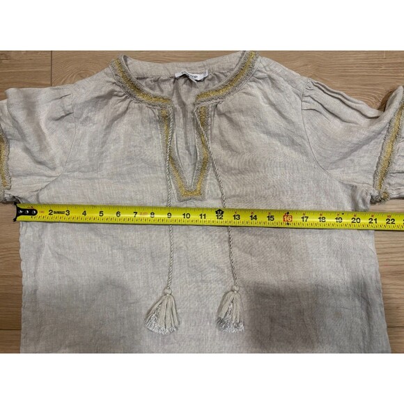 Chico's Embroidered Linen Peasant Top Tunic Boho Festival Blouse Size 0.5 (US 6) - Picture 7 of 10